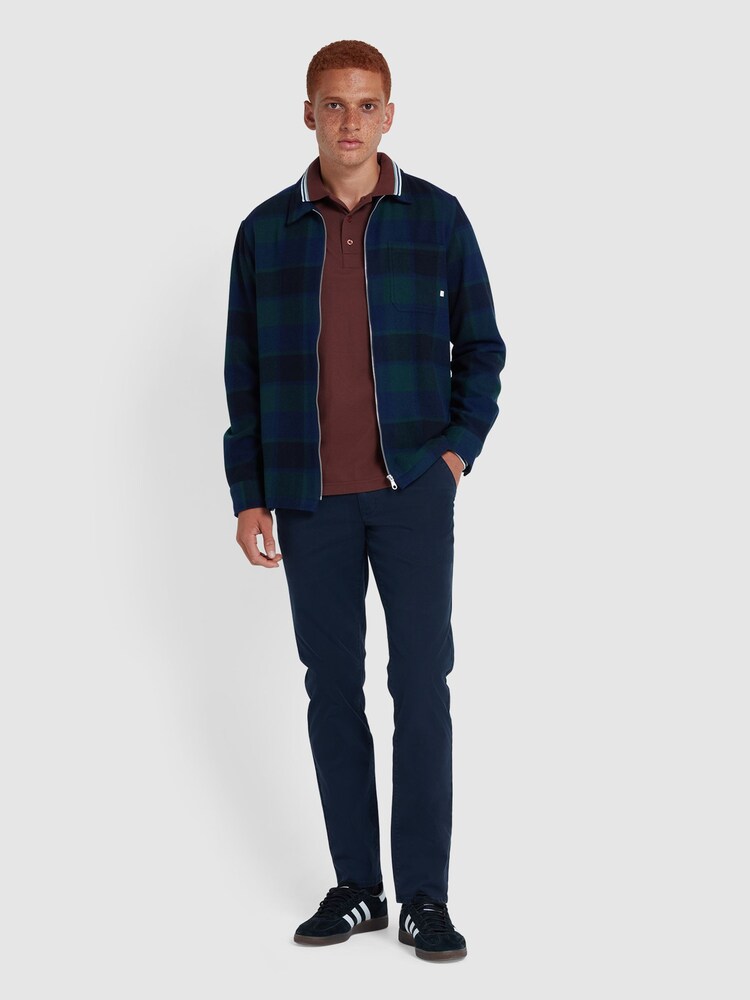 Farah Red Alvin Tipped Collar Long Sleeve Polo Shirt - Image 2 of 5