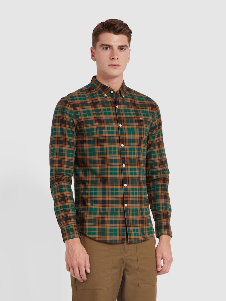 Farah Green Brewer Check Long Sleeve Shirt - Image 1 of 5