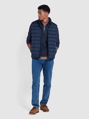 Farah Blue Creston Quarter Zip Long Sleeve Rugby Polo Shirt - Image 2 of 5