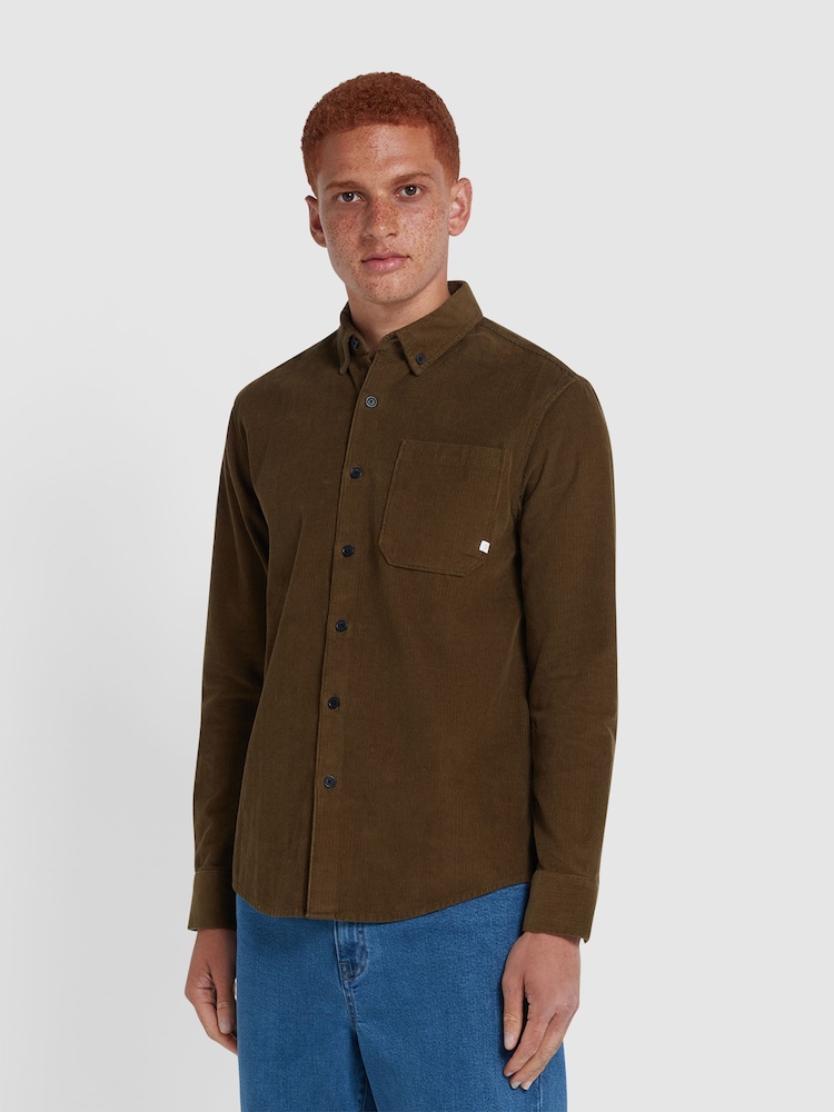 Farah Green Spencer Long Sleeve Corduroy Shirt - Image 1 of 5