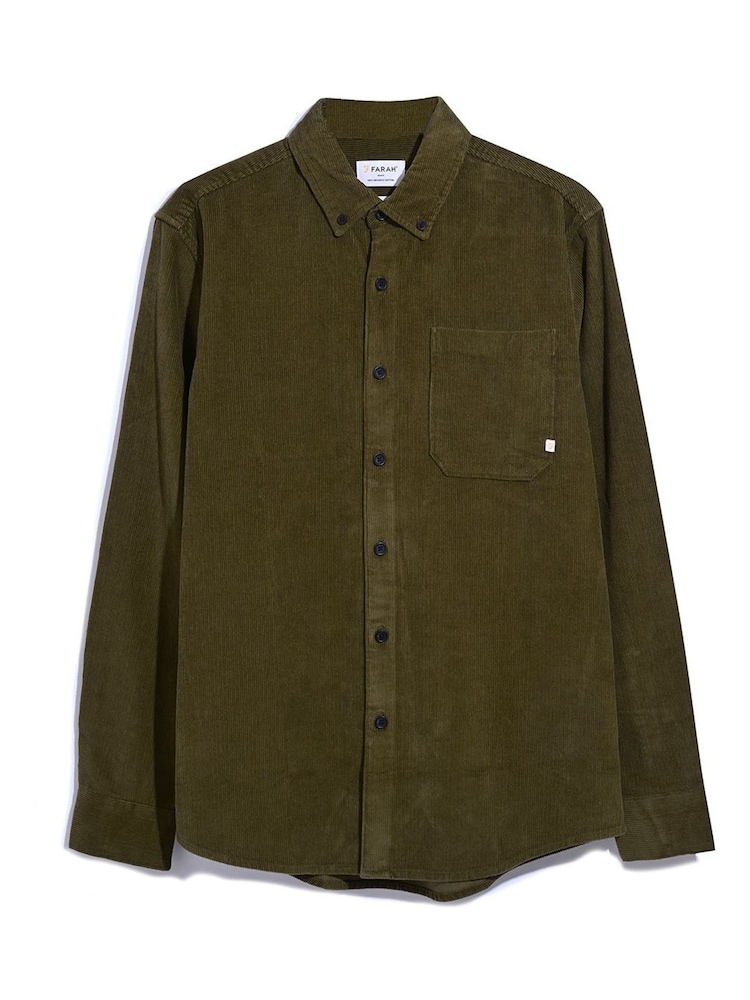 Farah Green Spencer Long Sleeve Corduroy Shirt - Image 5 of 5