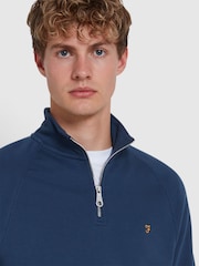 Farah Blue Jim Quarter-Zip Sweatshirt - Image 4 of 5
