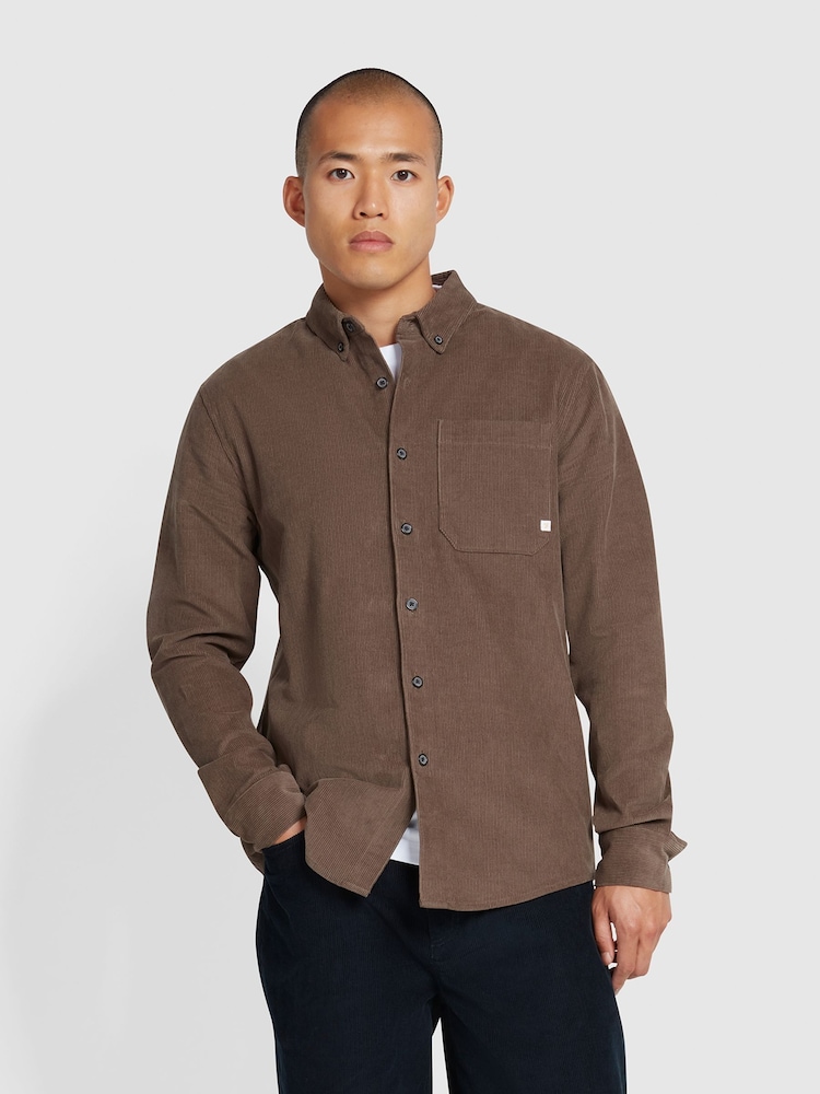 Farah Grey Spencer Long Sleeve Corduroy Shirt - Image 1 of 5