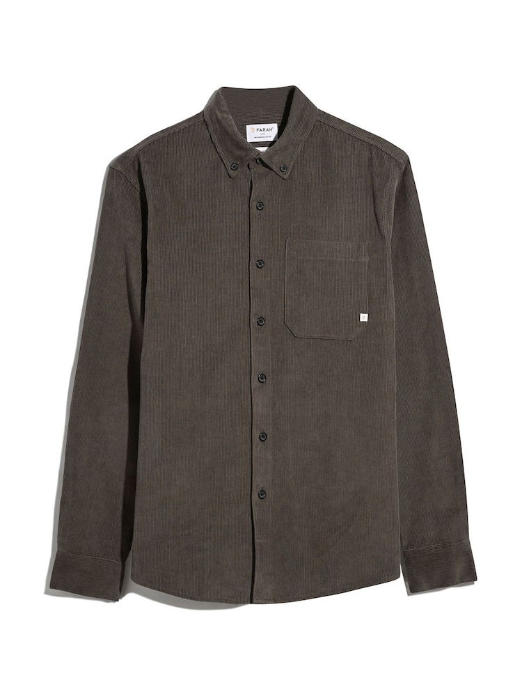 Farah Grey Spencer Long Sleeve Corduroy Shirt - Image 5 of 5 Farah Grey Spencer Long Sleeve Corduroy Shirt - Image 5 of 5