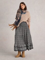 White Stuff Black Marissa Jersey Maxi 100% Cotton Skirt - Image 1 of 6