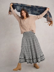 White Stuff Black Marissa Jersey Maxi 100% Cotton Skirt - Image 2 of 6