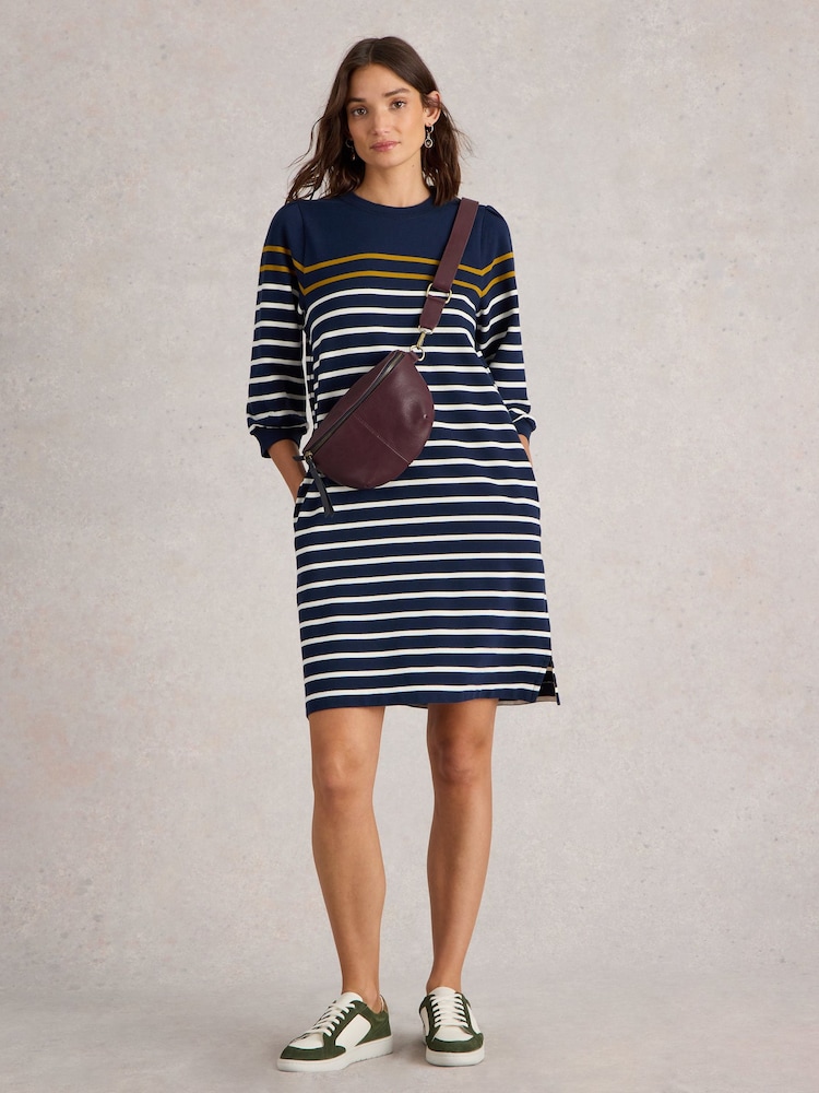 White Stuff Blue Amy Stripe 100% Cotton Dress - Image 1 of 6