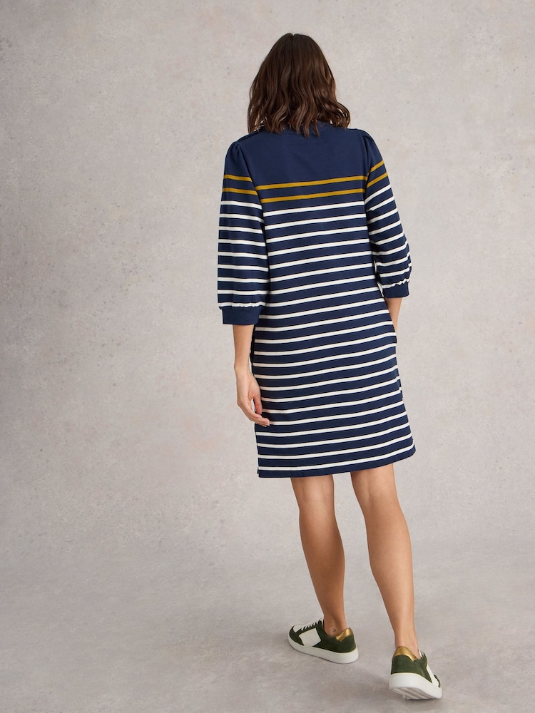 White Stuff Blue Amy Stripe 100% Cotton Dress - Image 2 of 6