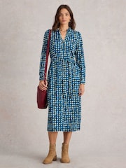 White Stuff Blue Annie Jersey Shirt Dress - Image 1 of 6