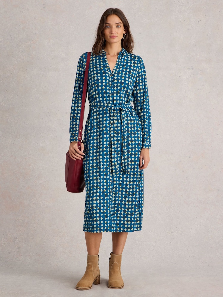 White Stuff Blue Annie Jersey Shirt Dress - Image 1 of 6