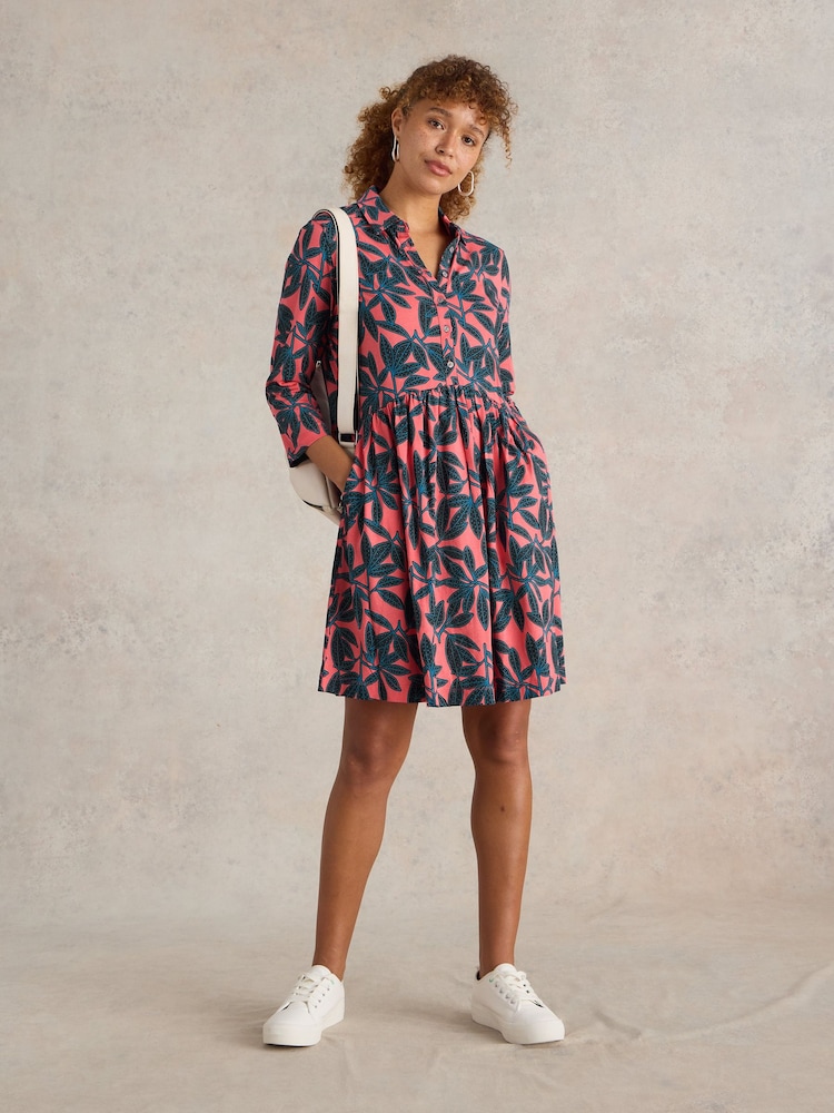 White Stuff Red Everly Jersey Shirt Dress - Image 1 of 6