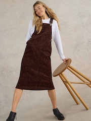 White Stuff Black Emmie Organic Cord Midi Pinny Dungarees - Image 3 of 6