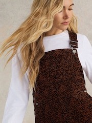 White Stuff Black Emmie Organic Cord Midi Pinny Dungarees - Image 4 of 6