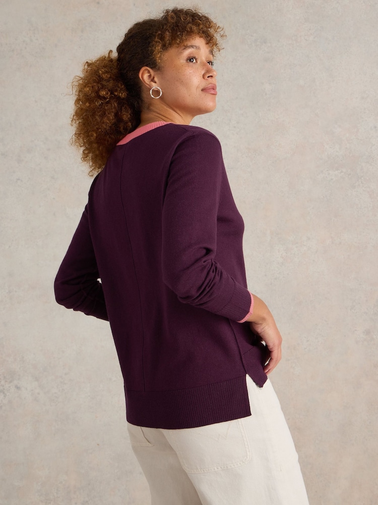 White Stuff Purple Maggie V-Neck Jumper - Image 2 of 6 White Stuff Purple Maggie V-Neck Jumper - Image 2 of 6