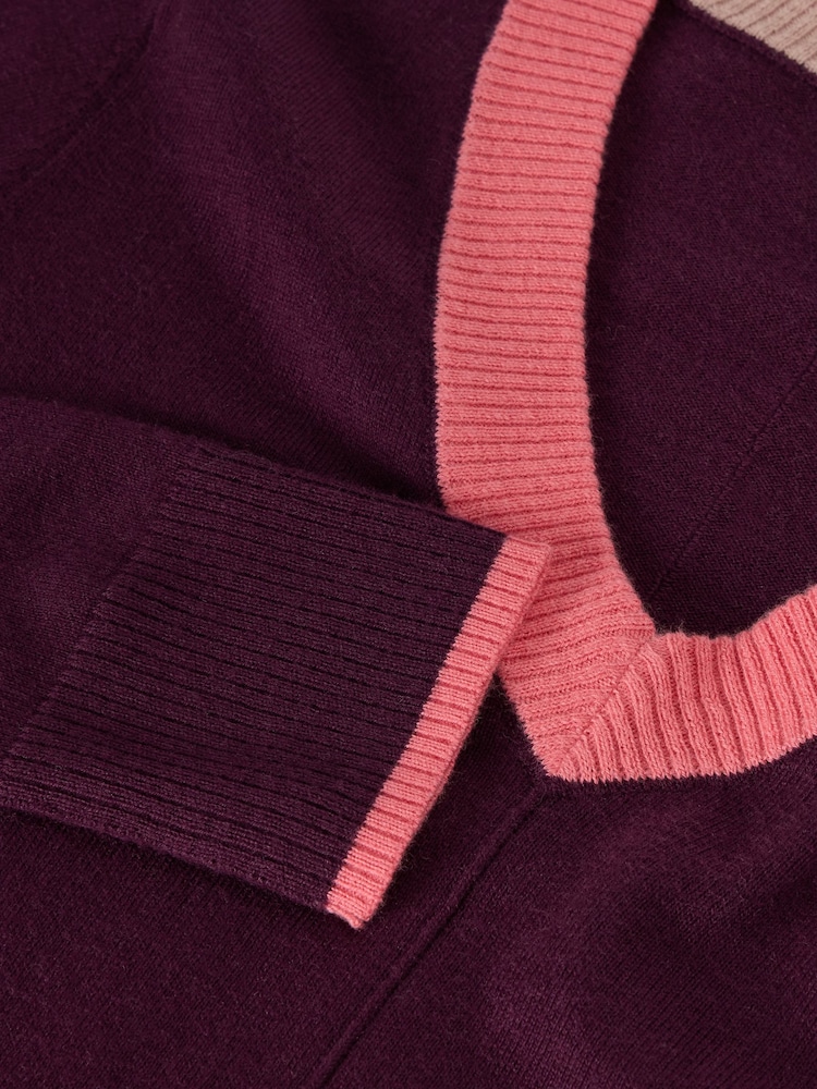 White Stuff Purple Maggie V-Neck Jumper - Image 6 of 6 White Stuff Purple Maggie V-Neck Jumper - Image 6 of 6