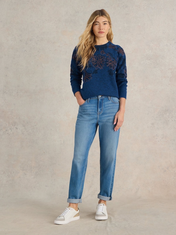 White Stuff Blue Julie Embordiered Jumper - Image 1 of 6