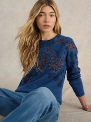 White Stuff Blue Julie Embordiered Jumper - Image 4 of 6