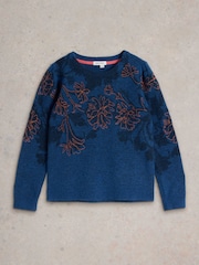 White Stuff Blue Julie Embordiered Jumper - Image 5 of 6
