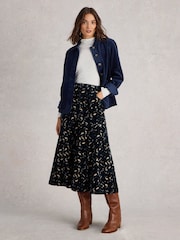 White Stuff Black Quinn Organic Cord Skirt - Image 1 of 6