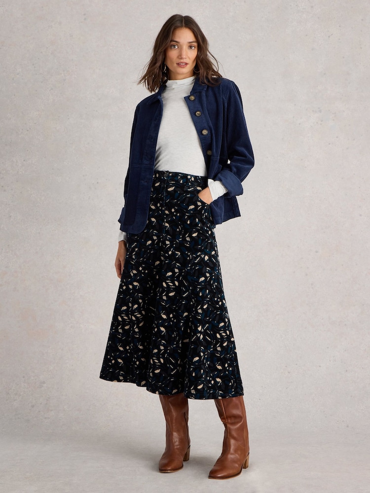 White Stuff Black Quinn Organic Cord Skirt - Image 1 of 6