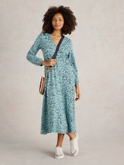 White Stuff Blue Megan Jersey Midi Dress - Image 1 of 6