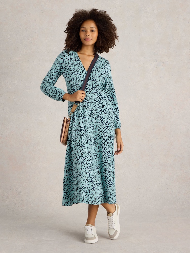 White Stuff Blue Megan Jersey Midi Dress - Image 1 of 6