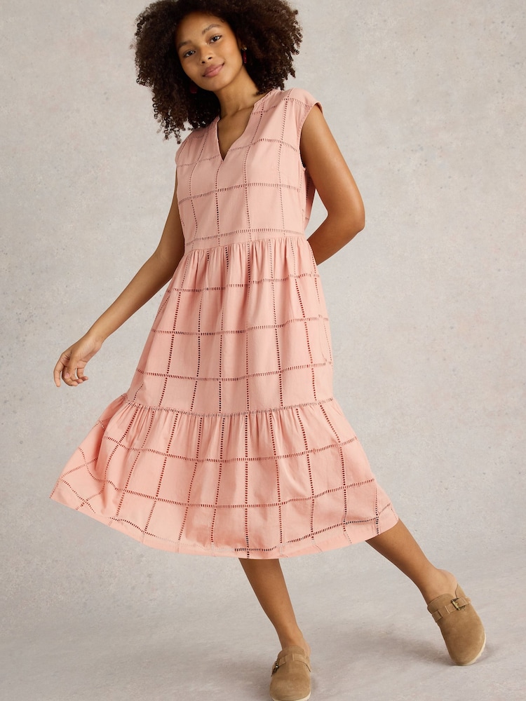 White Stuff Pink Fleur Broderie Dress - Image 1 of 6 White Stuff Pink Fleur Broderie Dress - Image 1 of 6