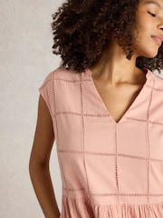 White Stuff Pink Fleur Broderie Dress - Image 4 of 6
