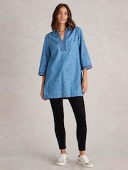 White Stuff Blue Blaire Denim Embroidered Tunic - Image 1 of 6