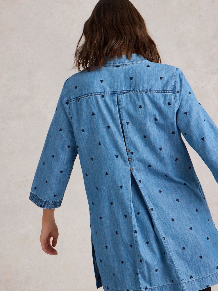 White Stuff Blue Blaire Denim Embroidered Tunic - Image 2 of 6