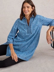 White Stuff Blue Blaire Denim Embroidered Tunic - Image 3 of 6