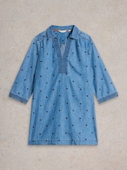 White Stuff Blue Blaire Denim Embroidered Tunic - Image 5 of 6