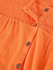 White Stuff Orange Daniella Shirred Top - Image 6 of 6