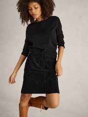 White Stuff Black Melody Organic Cord Skirt - Image 2 of 6