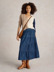 White Stuff Blue Jenna Denim Tiered Skirt - Image 1 of 6