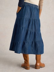 White Stuff Blue Jenna Denim Tiered Skirt - Image 3 of 6