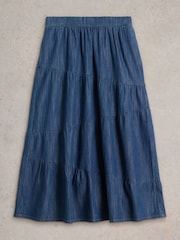 White Stuff Blue Jenna Denim Tiered Skirt - Image 5 of 6