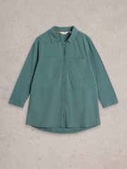 White Stuff Green Missy Longline Mix 100% Cotton Shirt - Image 5 of 6