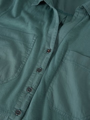 White Stuff Green Missy Longline Mix 100% Cotton Shirt - Image 6 of 6
