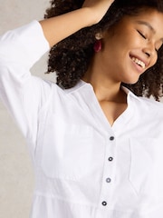 White Stuff White Missy Longline 100% Cotton Mix Shirt - Image 4 of 6