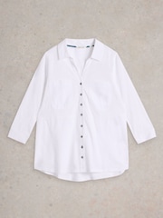 White Stuff White Missy Longline 100% Cotton Mix Shirt - Image 5 of 6