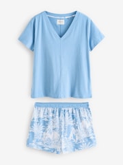 Blue Palm Short Set Pyjamas - Image 5 of 9