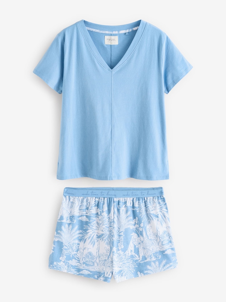 Blue Palm Short Set Pyjamas - Image 5 of 9