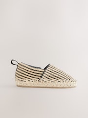 Neutral/Black Stripe Espadrille Shoes - Image 2 of 5