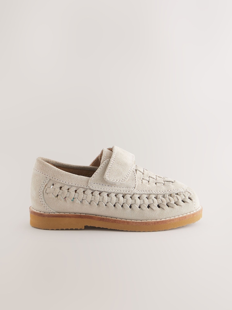 Neutral Suede Woven Loafers - Image 2 of 5 Neutral Suede Woven Loafers - Image 2 of 5