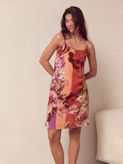 Pink Floral Linen Blend Lightweight Slip - Image 1 of 6