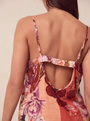 Pink Floral Linen Blend Lightweight Slip - Image 5 of 6