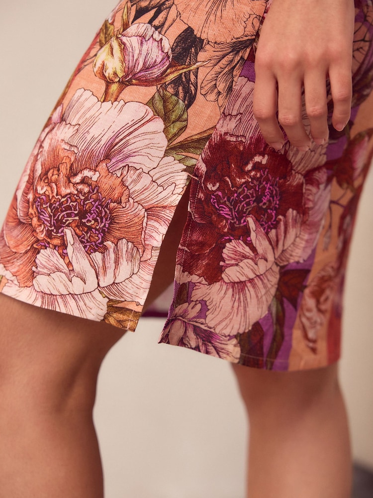 Pink Floral - Linen Blend Lightweight Slip - Image 6 of 6 Pink Floral - Linen Blend Lightweight Slip - Image 6 of 6