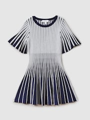 Reiss Silver Ice 4-9 yrs Metallic Contrast Ribbed Dress - Image 2 of 4
