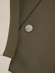 Reiss Sage Green/Off White Pelham Colourblock Jersey Varsity Jacket - Image 5 of 5